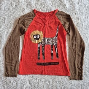 Little Marc Jacobs boys size 6 orange and brown long sleeve shirt cat graphic